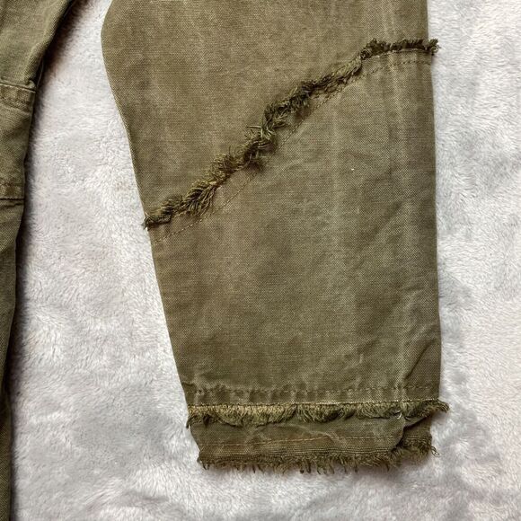 Tianello 100% Tencel Morocan Jacket Womens L Army Green Distressed Raw Seams - Picture 7 of 13